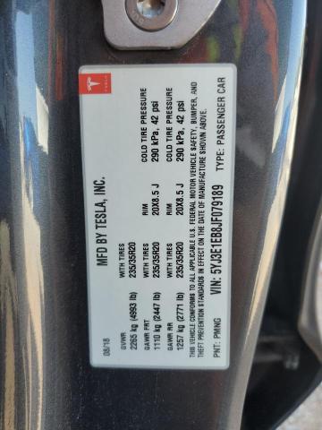 5YJ3E1EB8JF079189 - 2018 TESLA MODEL 3 Boz foto 13