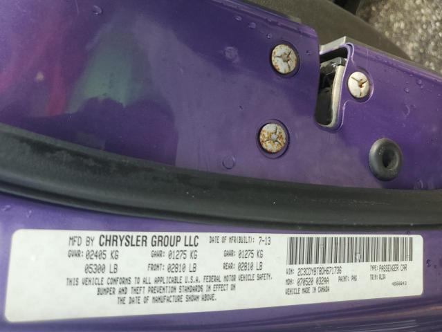 2C3CDYBT8DH671736 - 2013 DODGE CHALLENGER R/T PURPLE photo 12