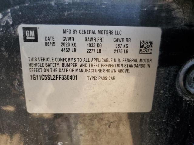 1G11C5SL2FF330401 - 2015 CHEVROLET MALIBU 1LT 黑色 照片 12