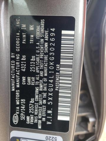 5XXGU4L10KG302694 - 2019 KIA OPTIMA EX SILVER photo 12