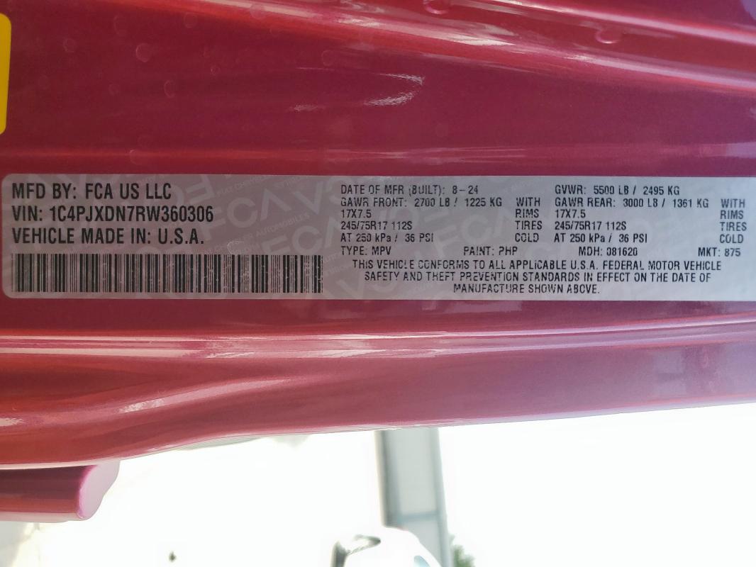 1C4PJXDN7RW360306 - 2024 JEEP WRANGLER SPORT PINK photo 13