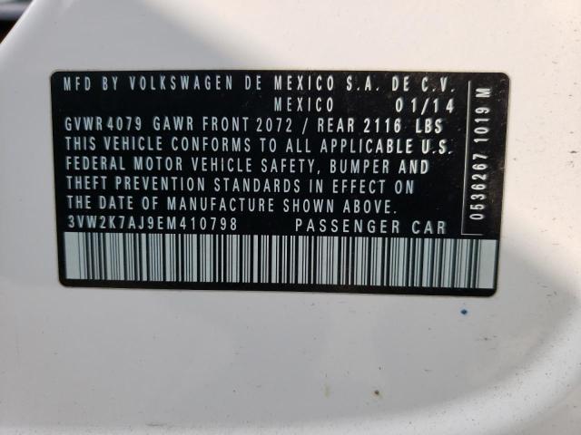3VW2K7AJ9EM410798 - 2014 VOLKSWAGEN JETTA BASE 白色 照片 12