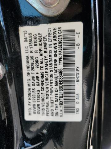 19XFB2F89DE038465 - 2013 HONDA CIVIC EX Czarny zdjęcie 12
