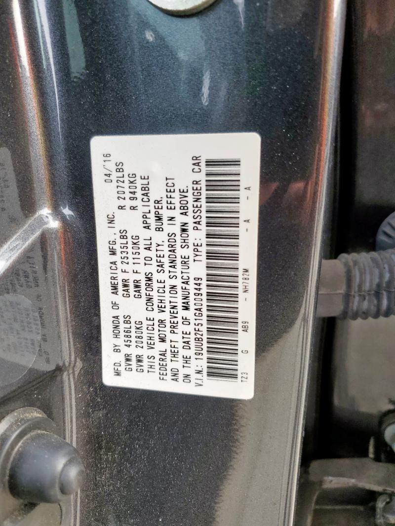 19UUB2F51GA009449 - 2016 ACURA TLX TECH GRAY photo 12