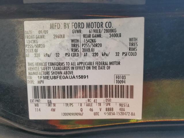 1FMEU8FE0AUA15891 - 2010 FORD EXPLORER LIMITED BLACK photo 13