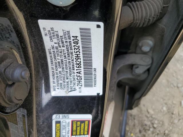 2HGFA16829H532404 - 2009 HONDA CIVIC EX BLACK photo 12