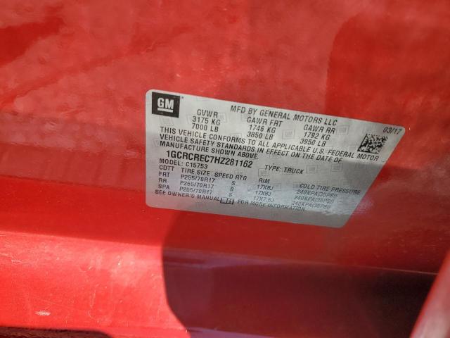 1GCRCREC7HZ281162 - 2017 CHEVROLET SILVERADO C1500 LT RED photo 12