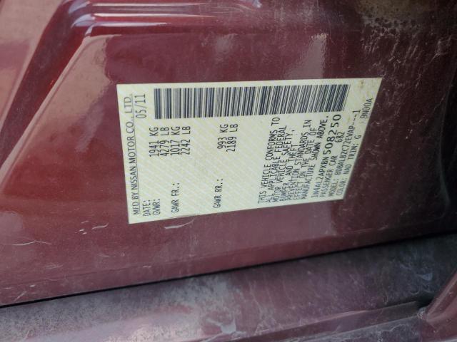 1N4AL2APXBN508250 - 2011 NISSAN ALTIMA BASE Bordo foto 12