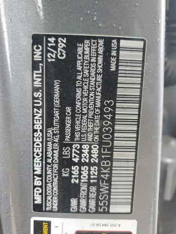 55SWF4KB1FU039493 - 2015 MERCEDES-BENZ C 300 4MATIC GRAY photo 13