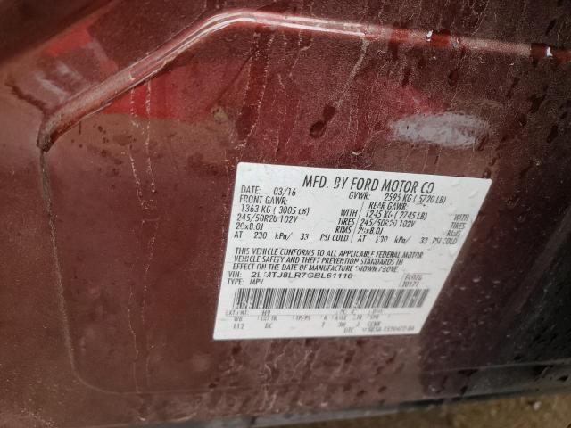 2LMTJ8LR7GBL61110 - 2016 LINCOLN MKX RESERVE 勃艮第红 照片 12