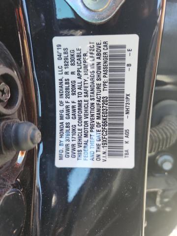19XFC2F66KE037203 - 2019 HONDA CIVIC LX 黑色 照片 12