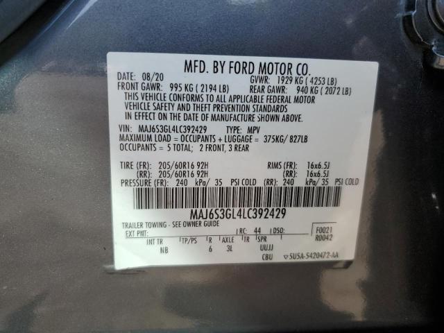 MAJ6S3GL4LC392429 - 2020 FORD ECOSPORT SE GRAY photo 13