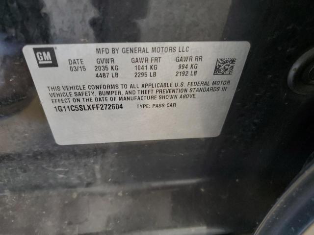 1G11C5SLXFF272604 - 2015 CHEVROLET MALIBU 1LT BLACK photo 12