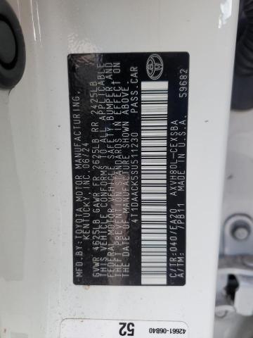 4T1DAACK5SU511230 - 2025 TOYOTA CAMRY XSE WHITE photo 12