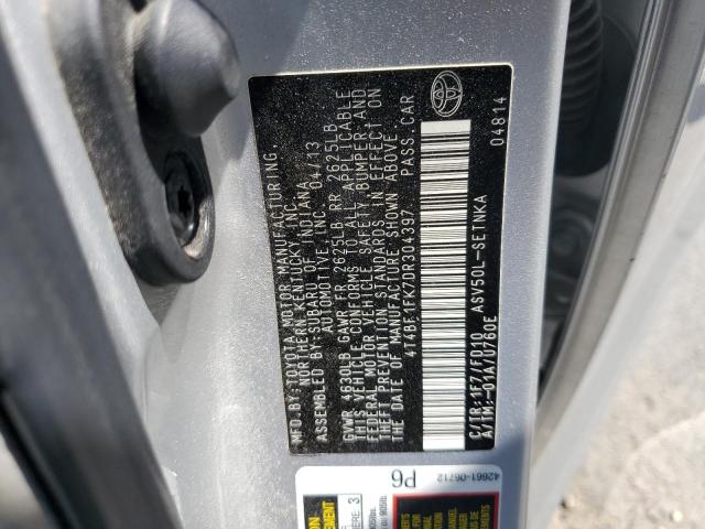 4T4BF1FK7DR304397 - 2013 TOYOTA CAMRY L SILVER photo 12