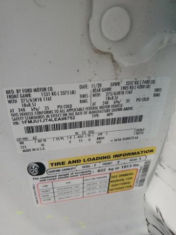 1FMJU1JT4LEA98752 - 2020 FORD EXPEDITION XLT WHITE photo 12