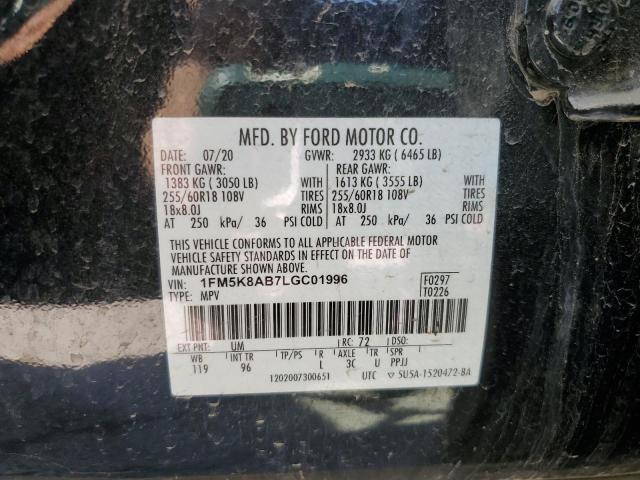 1FM5K8AB7LGC01996 - 2020 FORD EXPLORER POLICE INTERCEPTOR 双色 照片 13