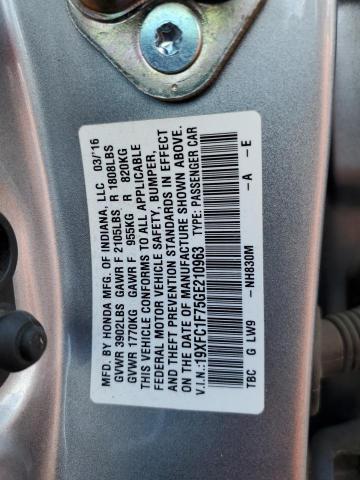 19XFC1F75GE210963 - 2016 HONDA CIVIC EXL SILVER photo 12