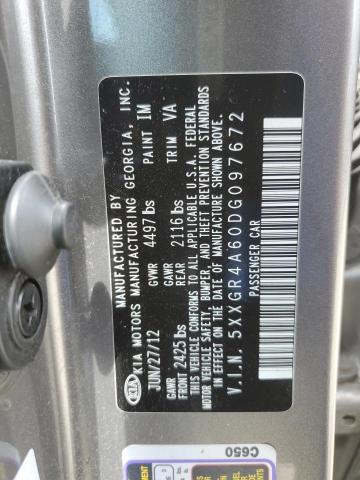 5XXGR4A60DG097672 - 2013 KIA OPTIMA SX ნაცრისფერი ფოტო 13