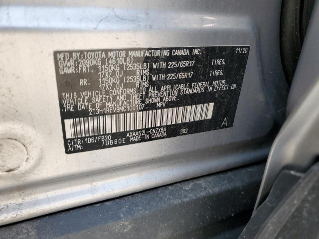 2T3H1RFV9MC100107 - 2021 TOYOTA RAV4 LE GRAY photo 13