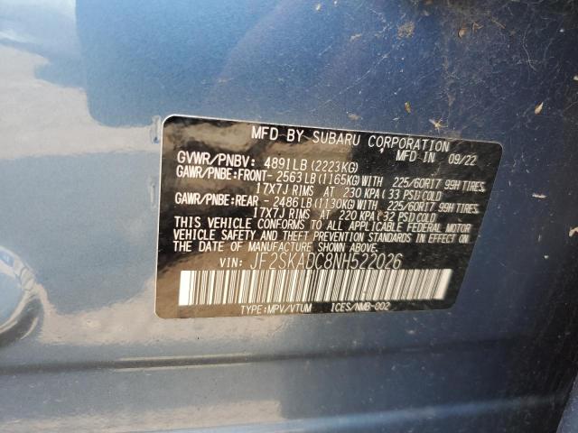 JF2SKADC8NH522026 - 2022 SUBARU FORESTER PREMIUM Blau Foto 12