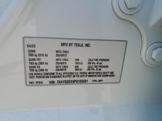 7SAYGDEE6PA103591 - 2023 TESLA MODEL Y თეთრი ფოტო 14