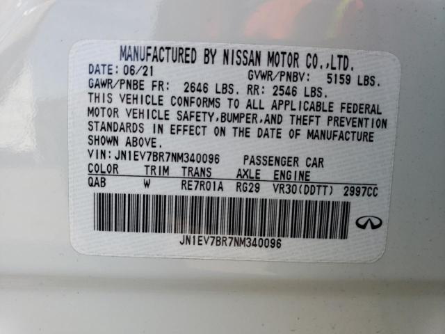 JN1EV7BR7NM340096 - 2022 INFINITI Q50 LUXE WHITE photo 12