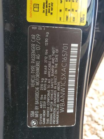 WBANW1C5XAC165701 - 2010 BMW 535 I BLACK photo 12