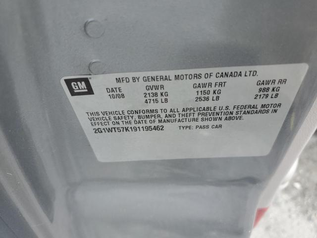 2G1WT57K191195462 - 2009 CHEVROLET IMPALA 1LT 灰色 照片 12