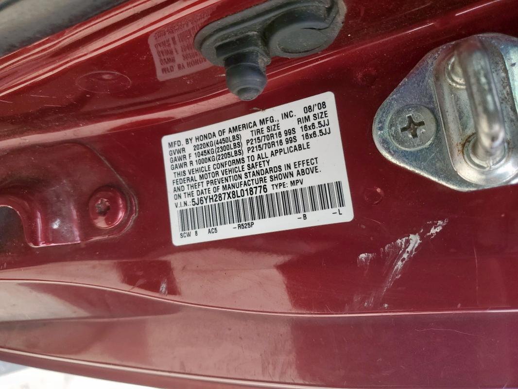 5J6YH287X8L018776 - 2008 HONDA ELEMENT EX MAROON photo 13