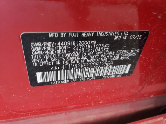 JF1VA2V66G9812569 - 2016 SUBARU WRX STI RED photo 12