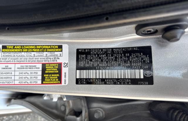 4T1G11AK9RU883163 - 2024 TOYOTA CAMRY SE NIGHT SHADE SILVER photo 10