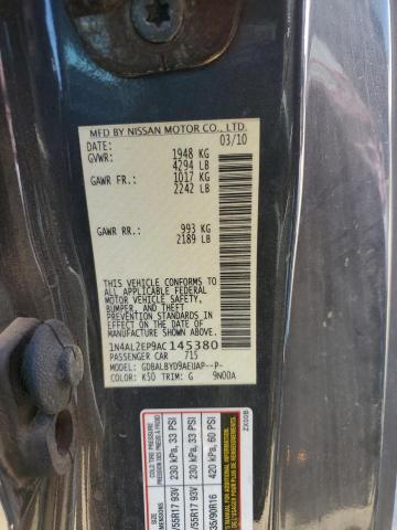 1N4AL2EP9AC145380 - 2010 NISSAN ALTIMA S GRAY photo 12