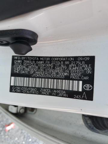 JTDKN3DU9A0053533 - 2010 TOYOTA PRIUS WHITE photo 12