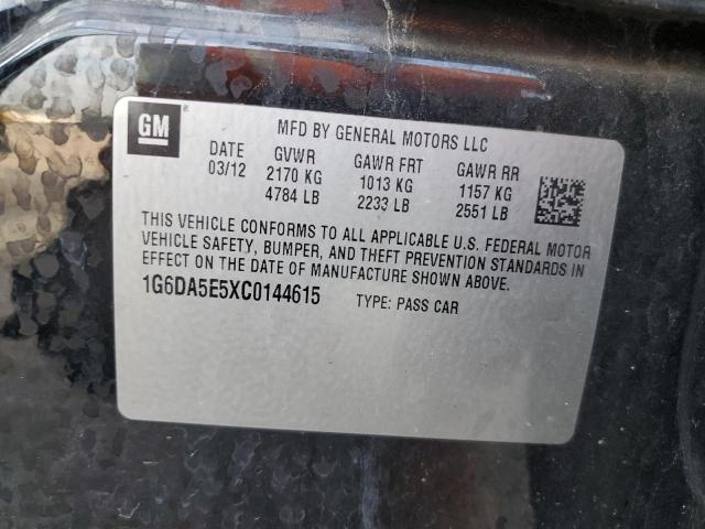 1G6DA5E5XC0144615 - 2012 CADILLAC CTS BLACK photo 12