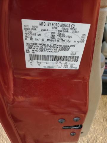 1FMCU9EG7BKA33947 - 2011 FORD ESCAPE LIMITED RED photo 12