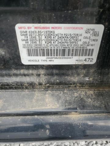 JA4AP3AUXCZ002447 - 2012 MITSUBISHI OUTLANDER SPORT ES BLACK photo 12