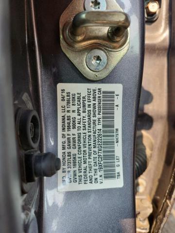 19XFC2F7XGE222614 - 2016 HONDA CIVIC EX SILVER photo 12
