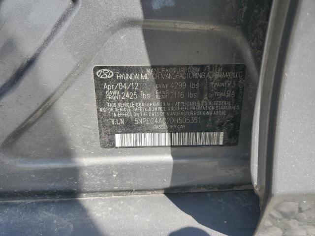 5NPEC4AC2DH505351 - 2013 HYUNDAI SONATA SE GRAY photo 12