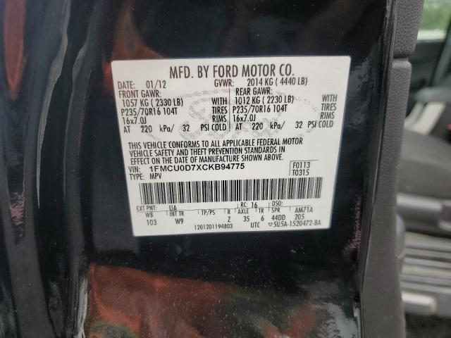 1FMCU0D7XCKB94775 - 2012 FORD ESCAPE XLT BLACK photo 13