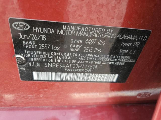 5NPE34AF2JH723814 - 2018 HYUNDAI SONATA SPORT RED photo 12