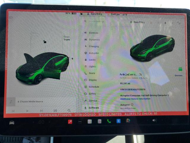 5YJ3E1EA9LF739976 - 2020 TESLA MODEL 3 WHITE photo 9