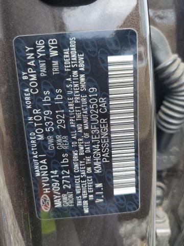 KMHGN4JE3FU025019 - 2015 HYUNDAI GENESIS 3.8L BROWN photo 12