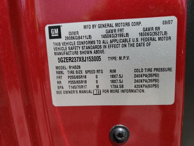 5GZER237X8J153005 - 2008 SATURN OUTLOOK XR ბურგუნდია ფოტო 13