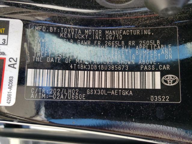 4T1BK3DB1BU385673 - 2011 TOYOTA AVALON BASE 黑色 照片 13