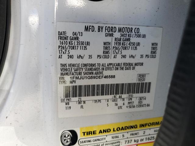 1FMJU1G59DEF46588 - 2013 FORD EXPEDITION XL WHITE photo 13