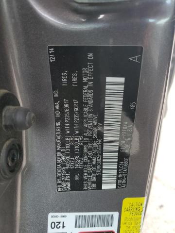 5TDYK3DC5FS566146 - 2015 TOYOTA SIENNA XLE GRAY photo 14