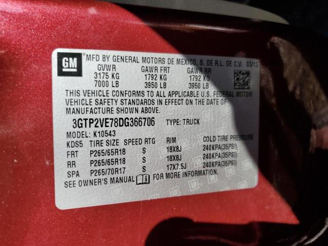 3GTP2VE78DG366706 - 2013 GMC SIERRA K1500 SLE RED photo 12