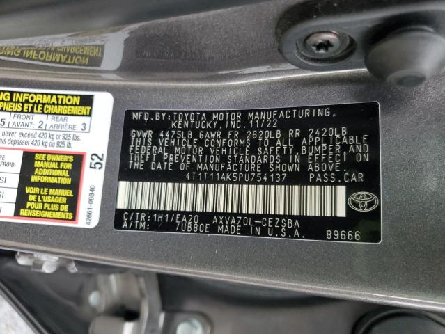 4T1T11AK5PU754137 - 2023 TOYOTA CAMRY SE NIGHT SHADE GRAY photo 12