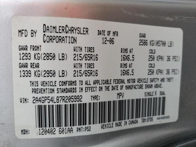 2A4GP54L87R205992 - 2007 CHRYSLER TOWN & COU TOURING 银色 照片 14